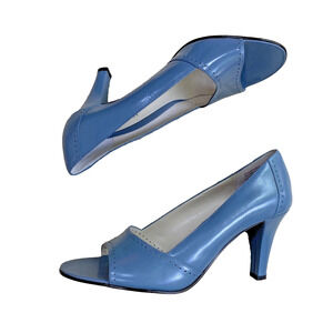 Jones Wear Open Toe High Heel Pumps Powder Blue Gray Classic Career US Size 9M